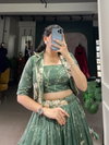 Green Colour Tussar Silk Wedding Wear Lahenga With Blouse And Koti NNK1129